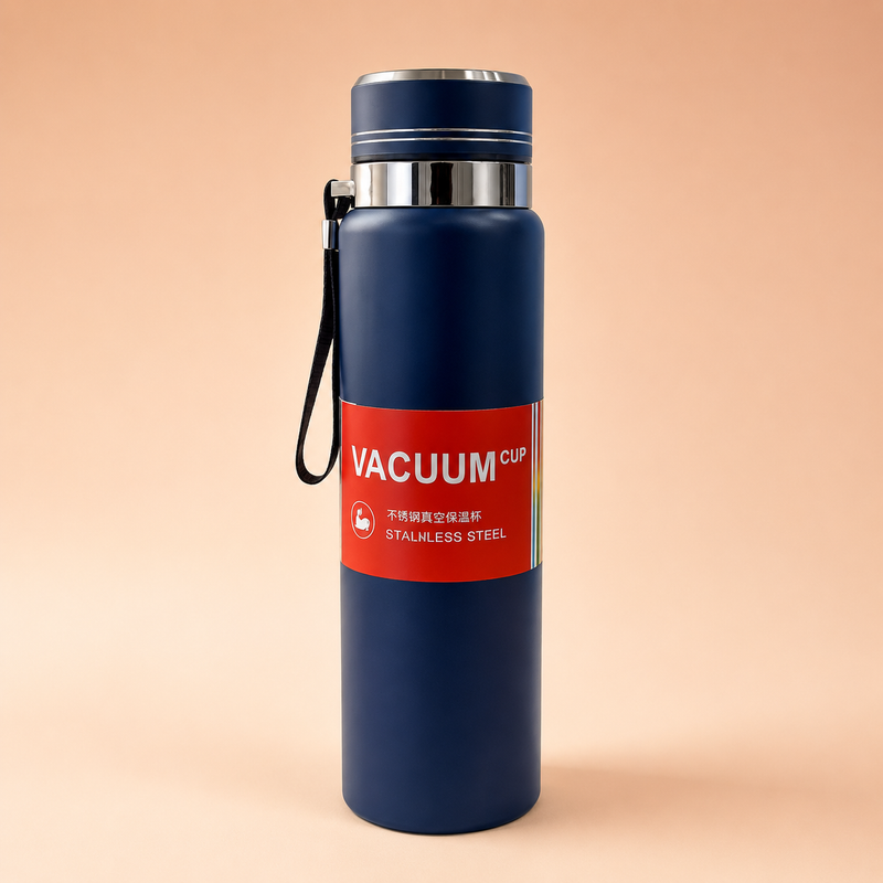 Premium Stainless Steel Vacuum Insulated Water Bottle with Strap – Navy Blue