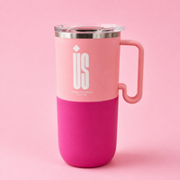 Premium Purple Insulated Travel Tumbler with Handle & Transparent Lid