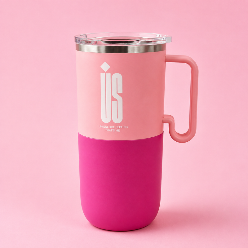 Premium Purple Insulated Travel Tumbler with Handle & Transparent Lid
