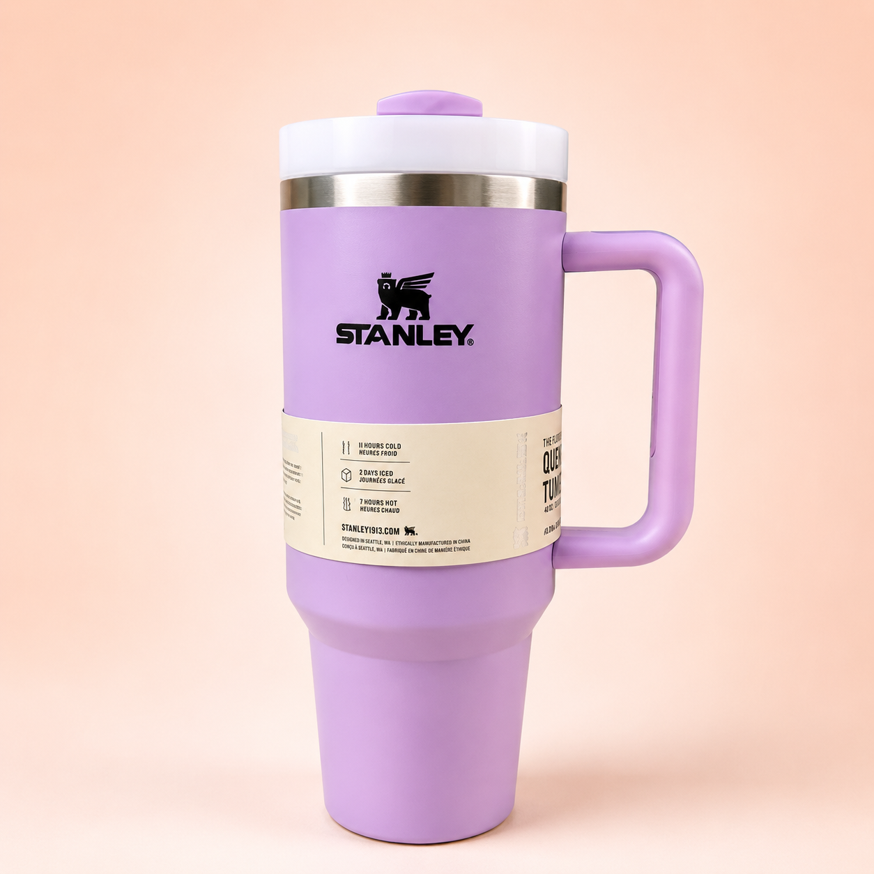 Lavender Insulated Travel Tumbler with Handle