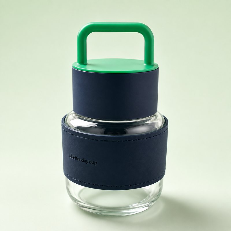 Premium Glass Water Bottle with Handle & Protective Sleeve