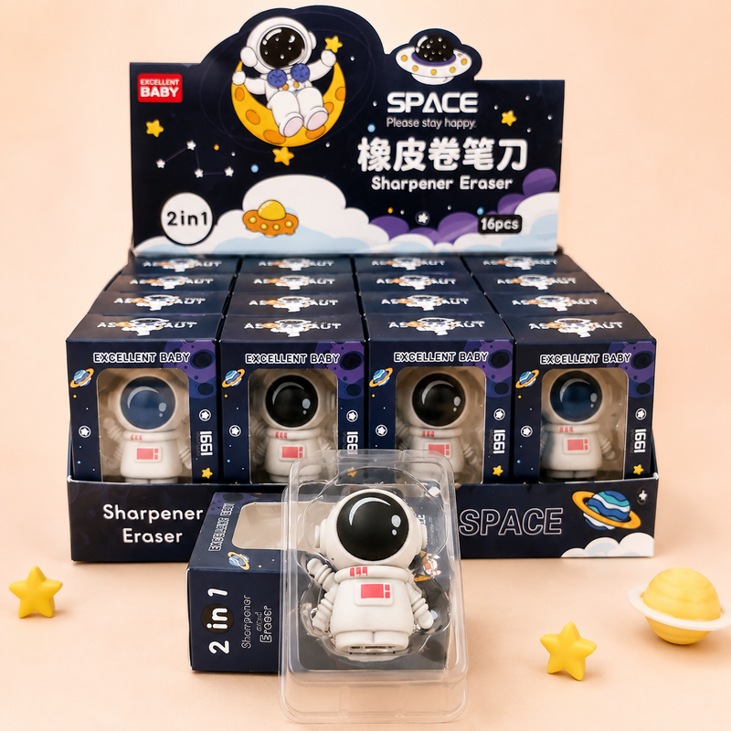 Cute Astronaut 2-in-1 Sharpener & Eraser – Space Theme