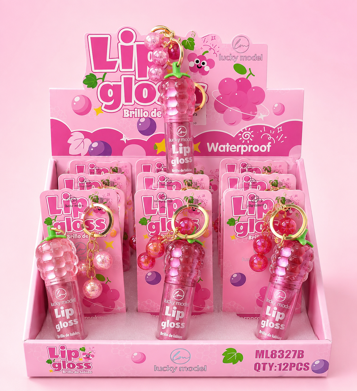 Grape Design Lip Gloss Keychain – Cute Portable Lip Gloss
