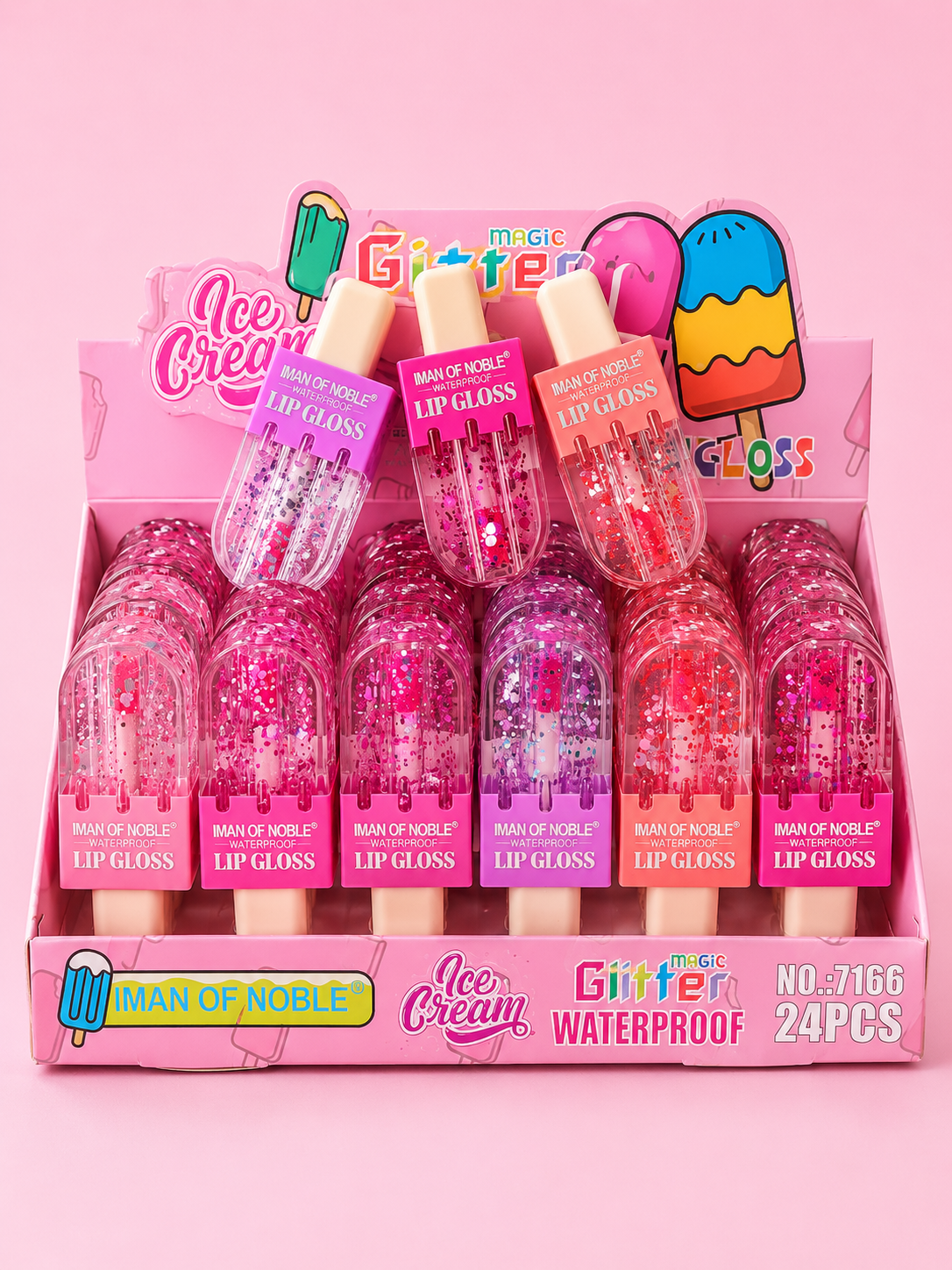 Korean Style Ice Cream Glitter Lip Gloss – Waterproof Lip Gloss