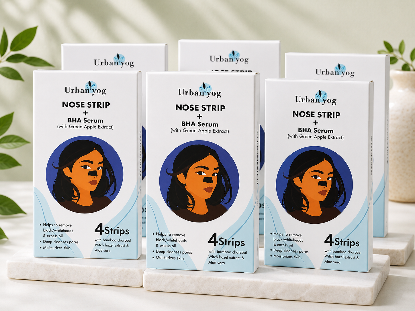 Urban Yog Nose Strip + BHA Serum with Green Apple Extract – 4 Strips