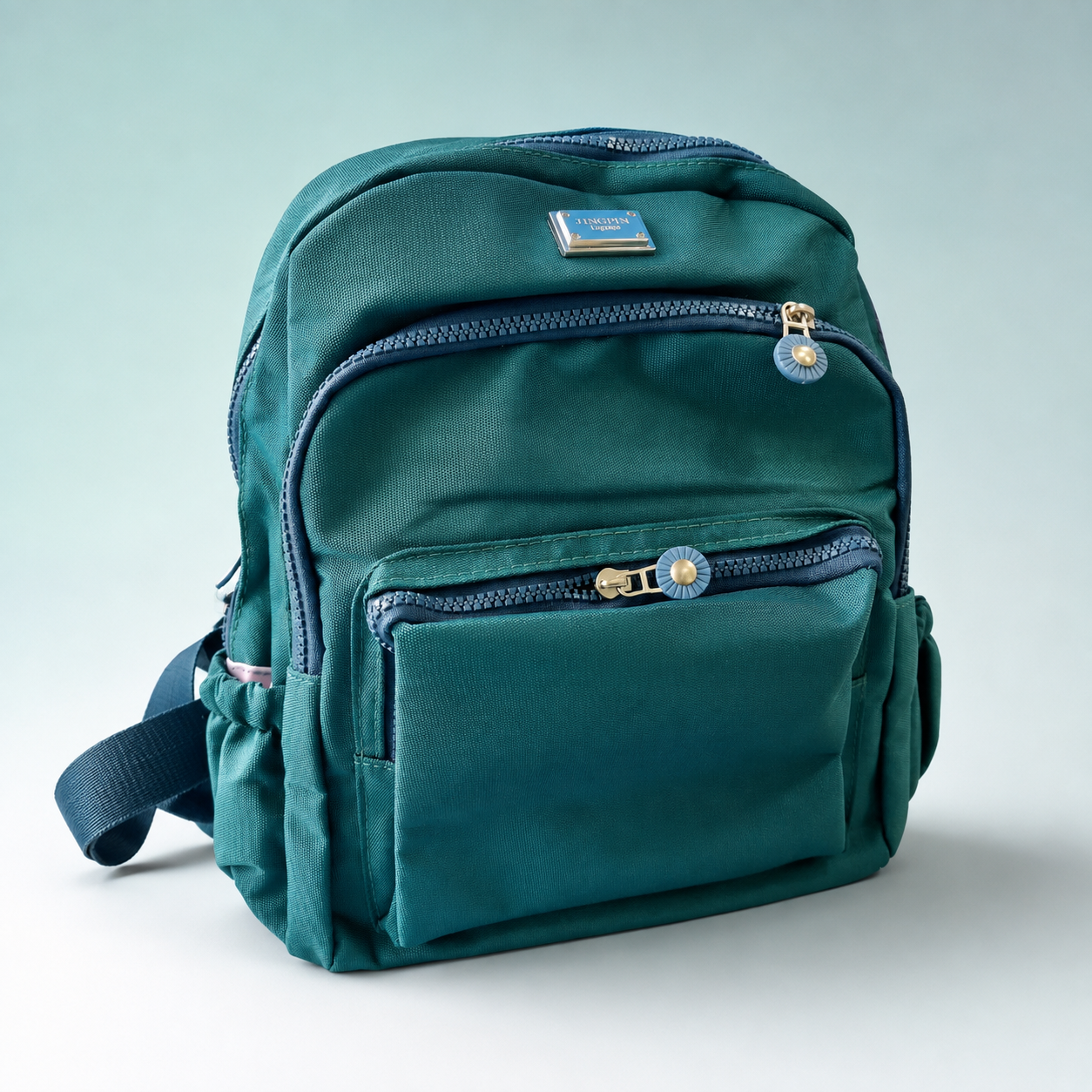 Teal Multi-Pocket Casual Backpack