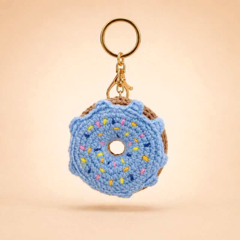 Crochet Donut Keychain | Handmade Kawaii Bag Charm