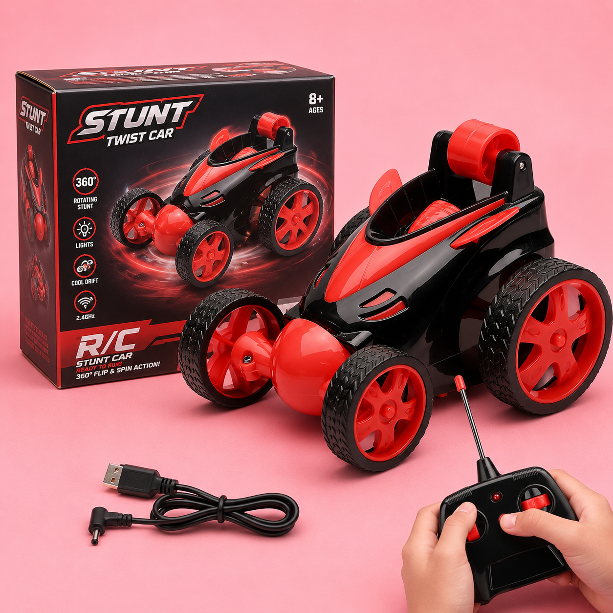Rechargeable 360° Rotating & Rolling RC Stunt Car