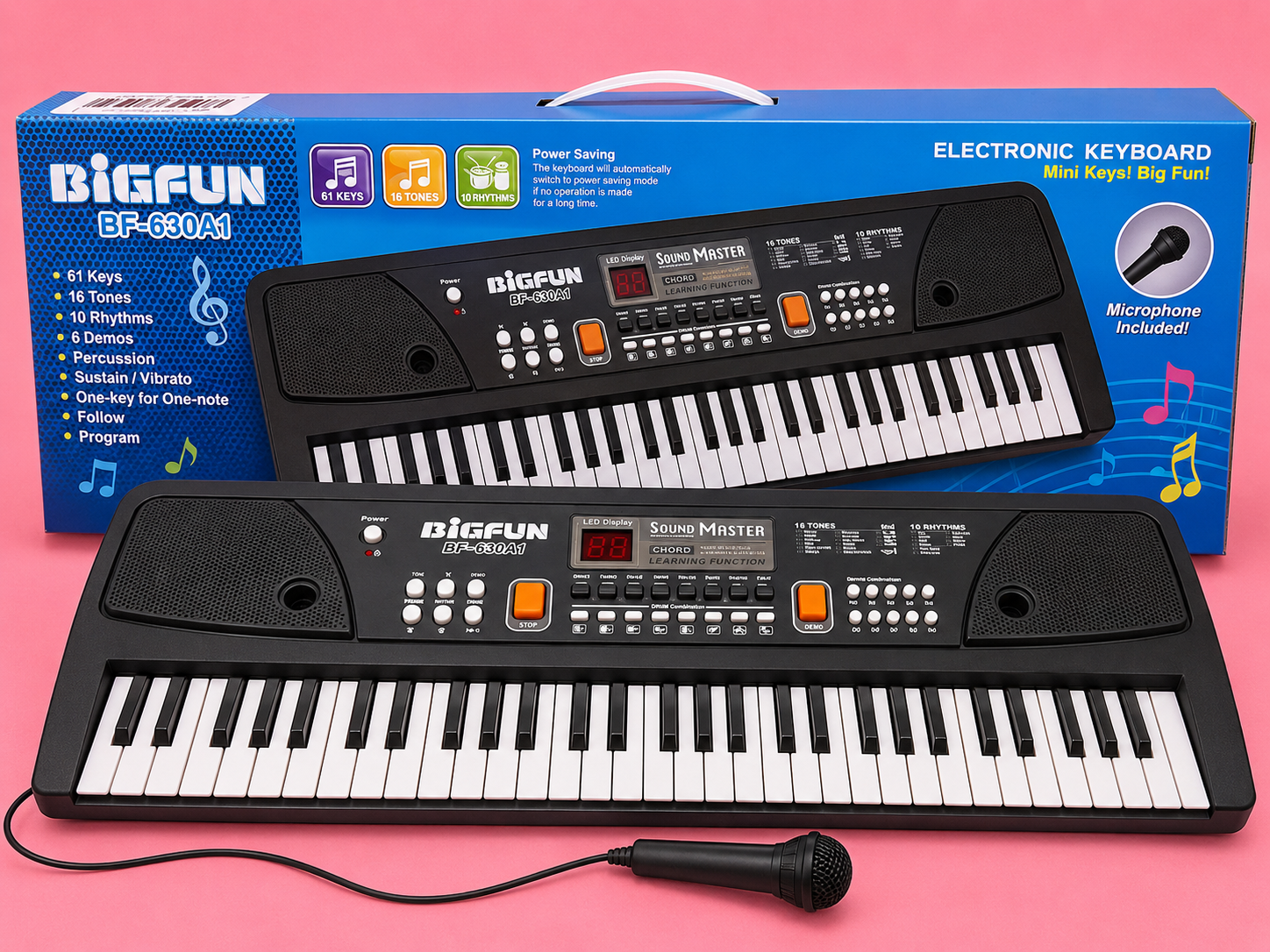 BigFun 61 Key  Electronic Piano Keyboard with Microphone