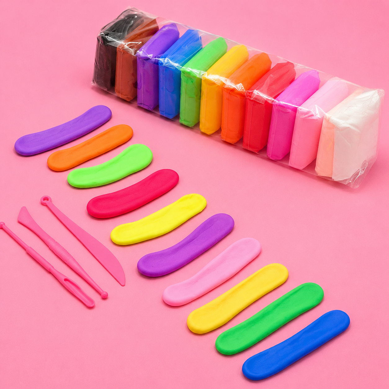 12 Color Air Clay Set with Tools