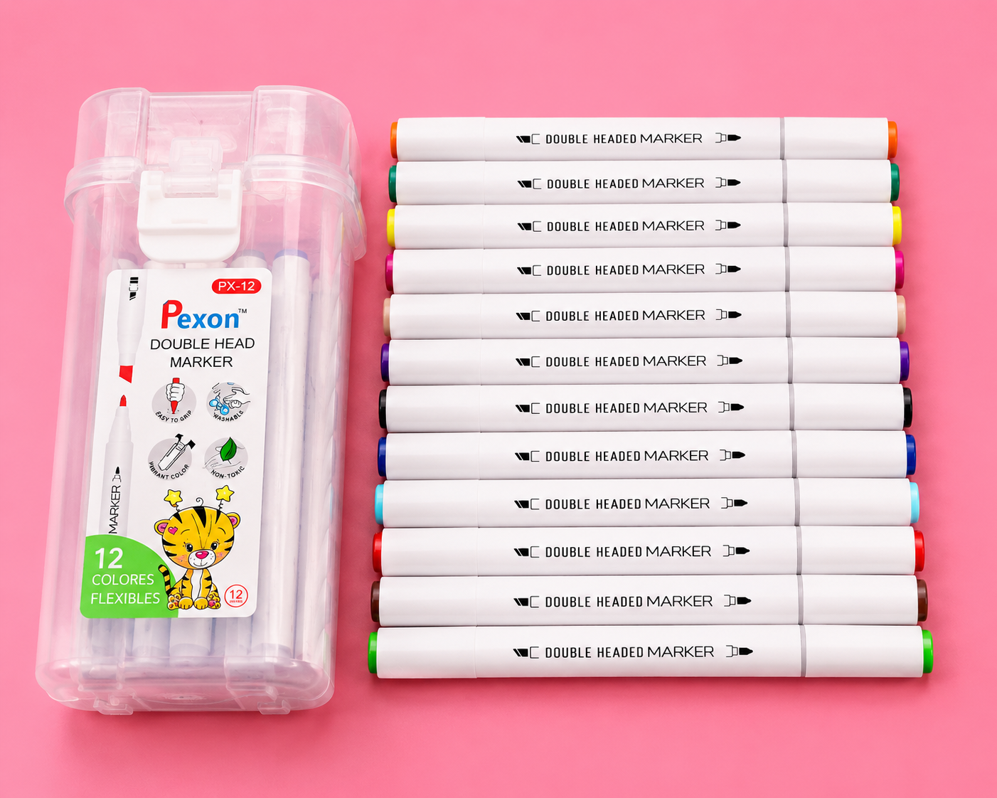Double Sided Marker Pen Set – 12 PCS