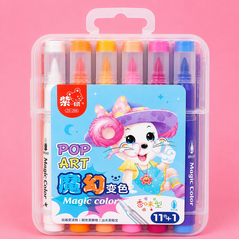 Pop Art Magic Colour Pen Set – 11+1 Magic Color Changing Markers