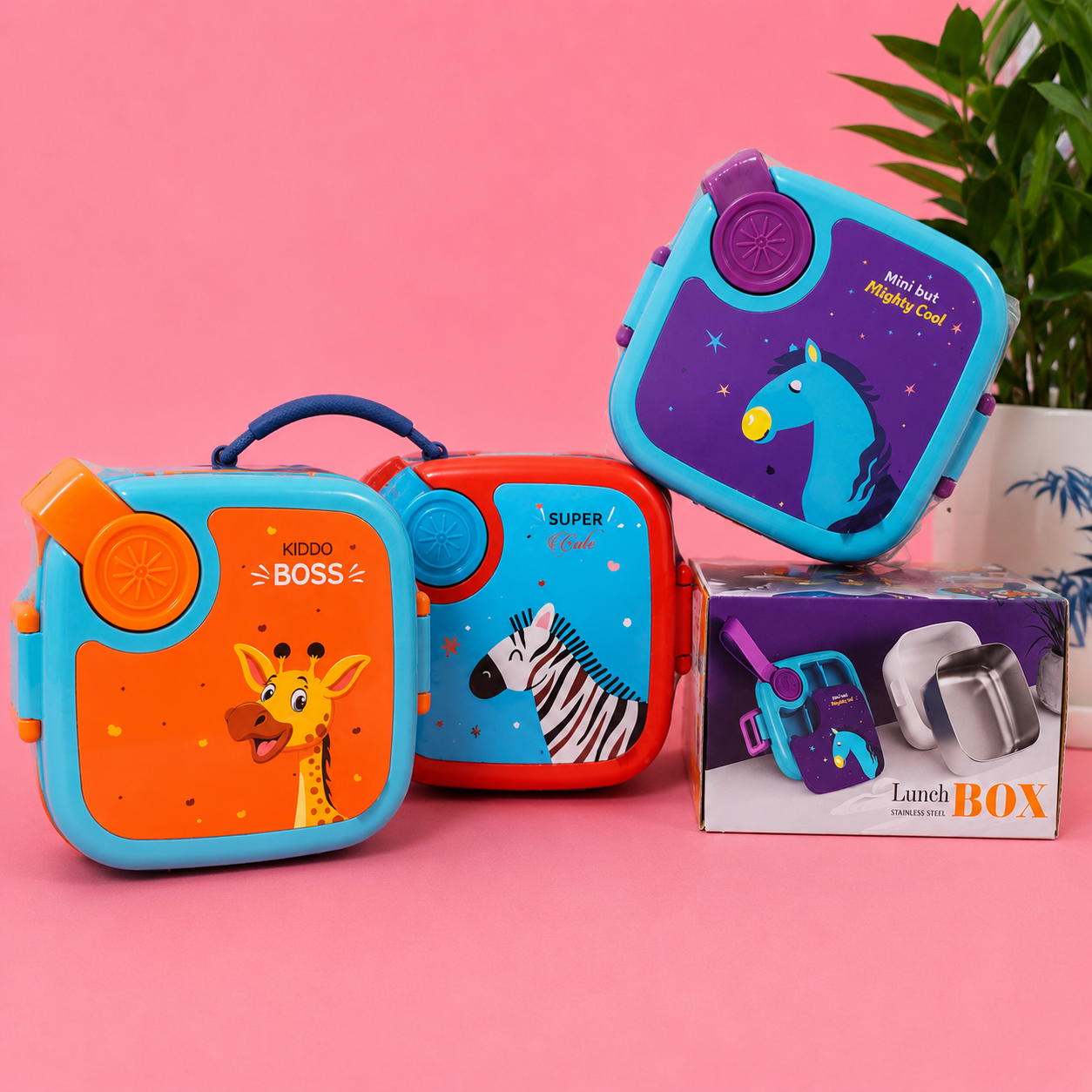 Kids Cartoon Stainless Steel Lunch Box with Handle