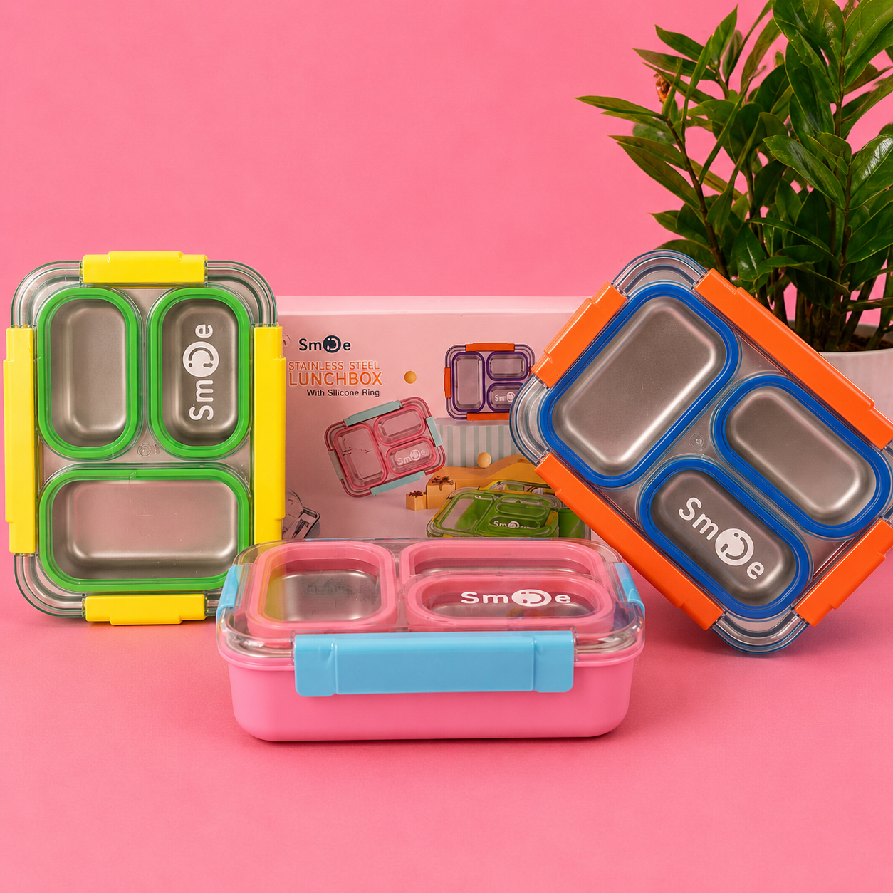 Kids Stainless Steel 3 Compartment Lunch Box
