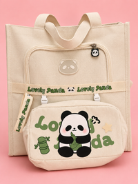 Lovely Panda Tote Bag Set