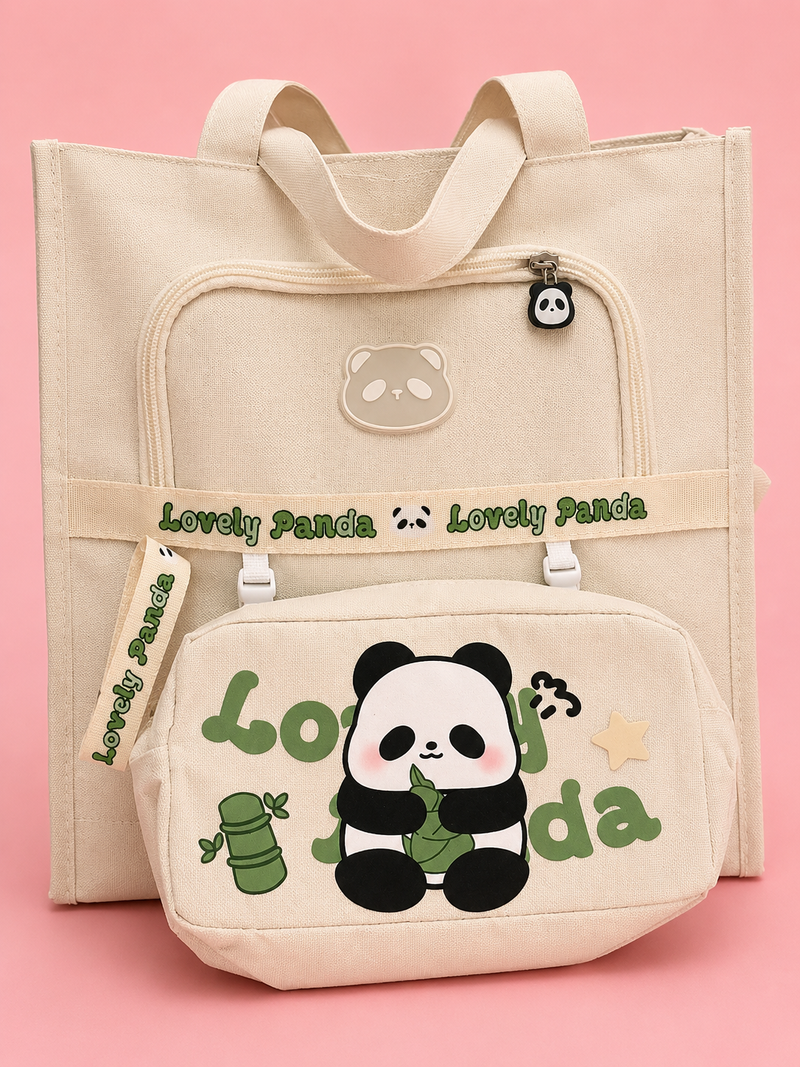 Lovely Panda Tote Bag Set