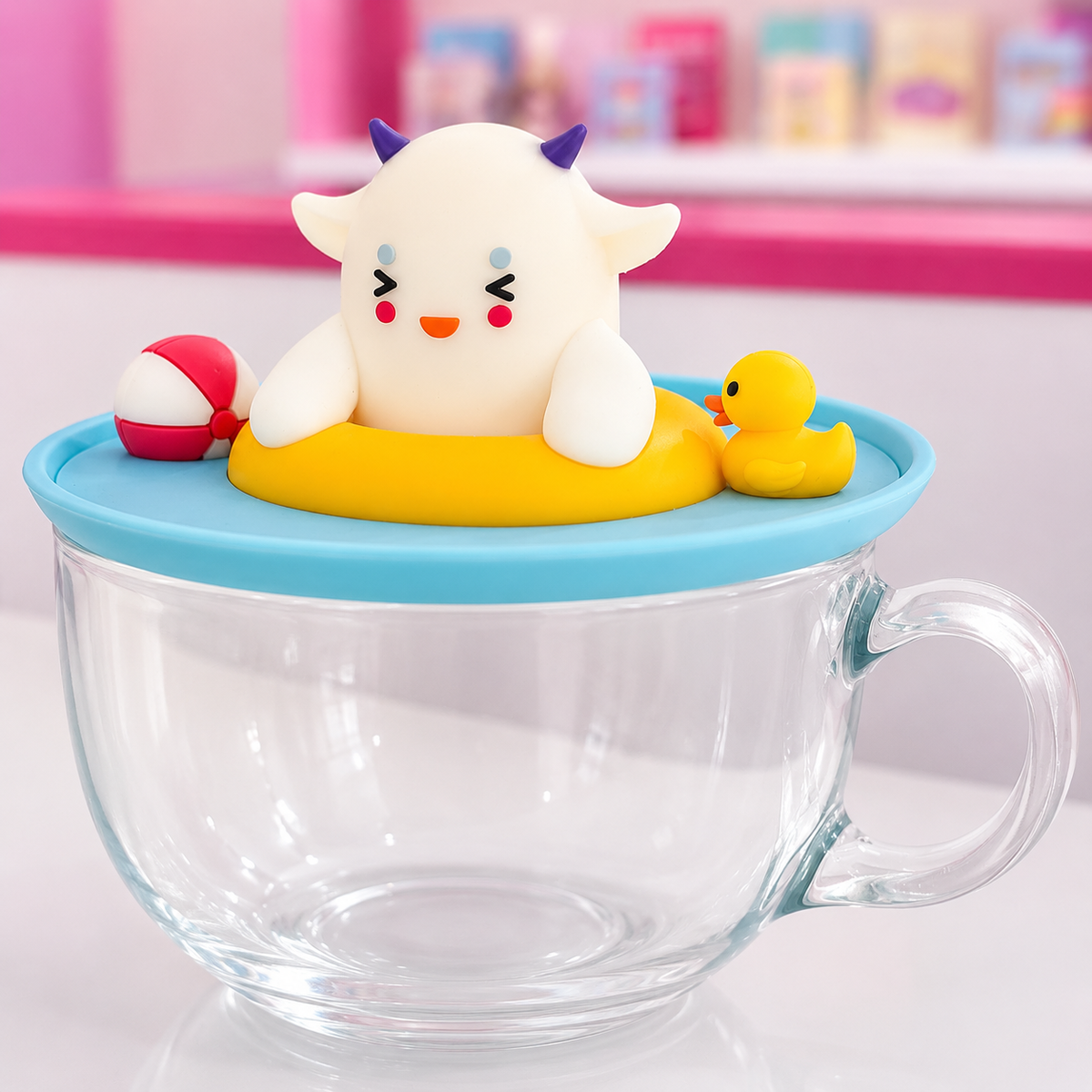 Cute Cartoon Glass Mug with Lid