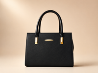 Elegant Black Structured Tote Handbag