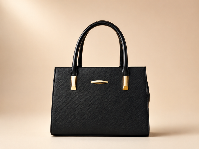 Elegant Black Structured Tote Handbag