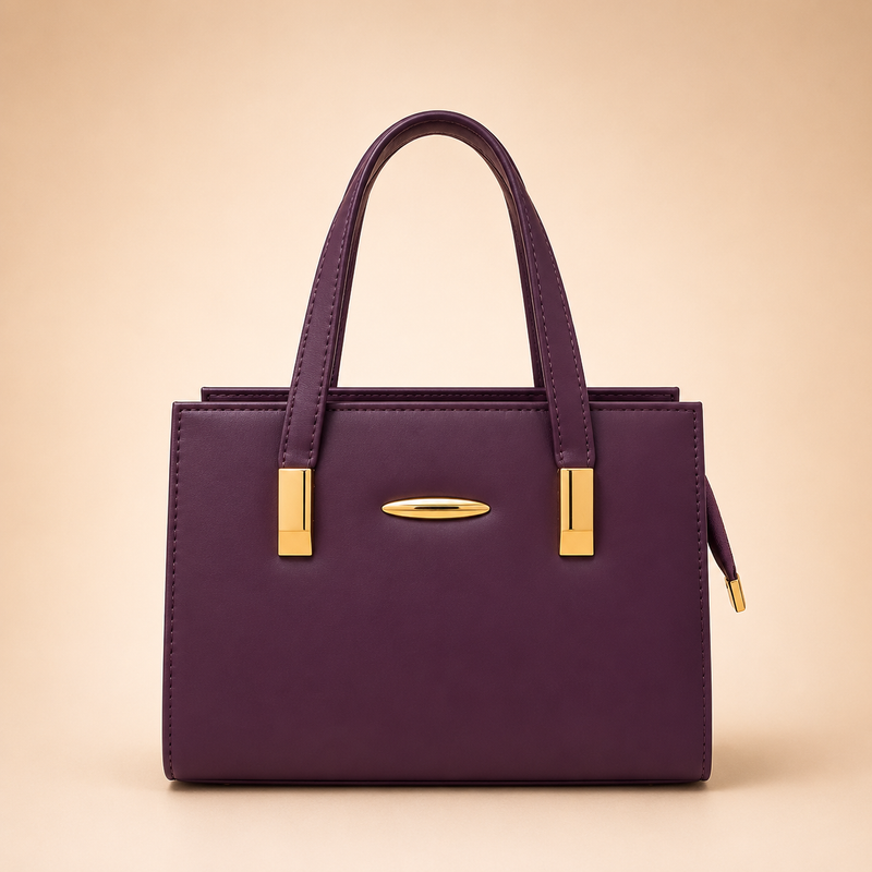 Elegant Black Structured Tote Handbag