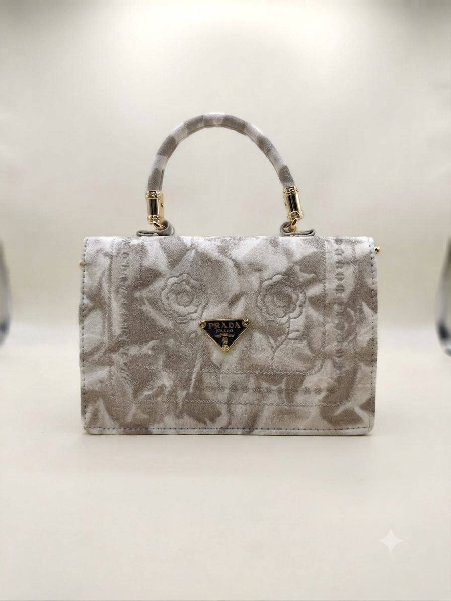 Blossom Floral Brocade Structured Top Handle Bag