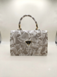 Blossom Floral Brocade Structured Top Handle Bag