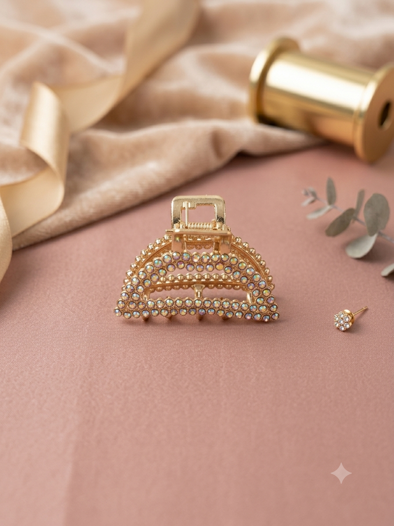 Elegant Gold Rhinestone Hair Claw Clip |
