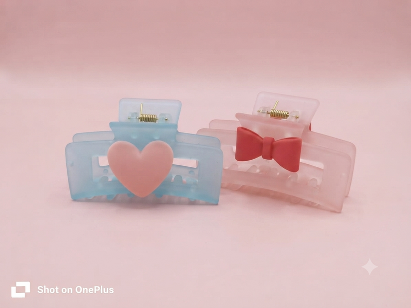 Pastel Charm Claw Clip Duo (Heart & Bow Set of 2)