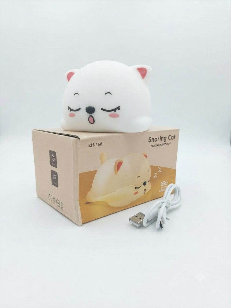 Snoring Cat Cute Silicone Touch Night Light & Bedside Lamp