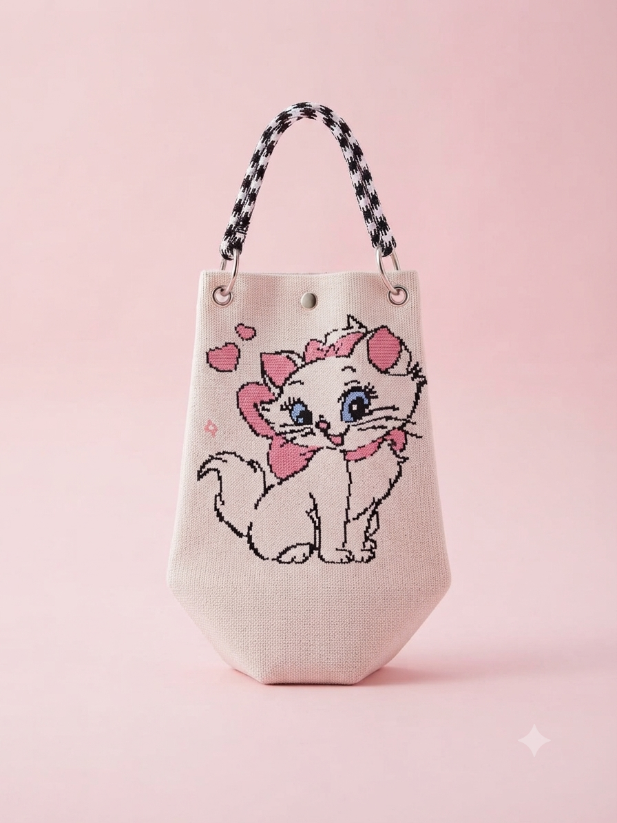 Cute Cat Embroidered Sling Bag – Korean Style Crossbody Bag