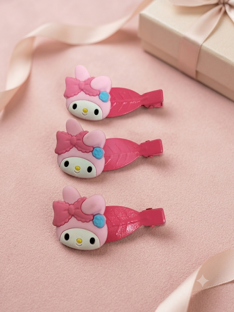 Cute Puppy & Kitten Creaseless Hair Clips Set (3-Piece)