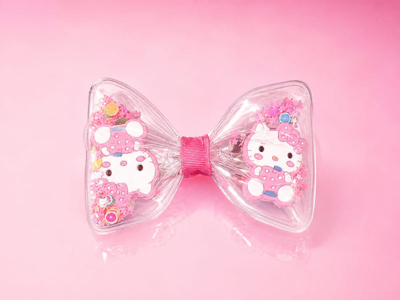Cute Cartoon Bow Hair Clip for Girls – Transparent Glitter Hair Bow Clip