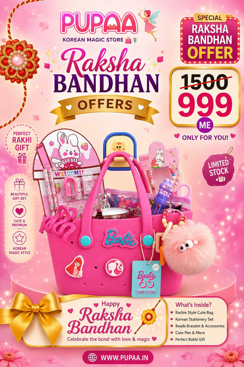 Raksha Bandhan Korean Magic Gift Set – Cute Bag, Stationery & Accessories