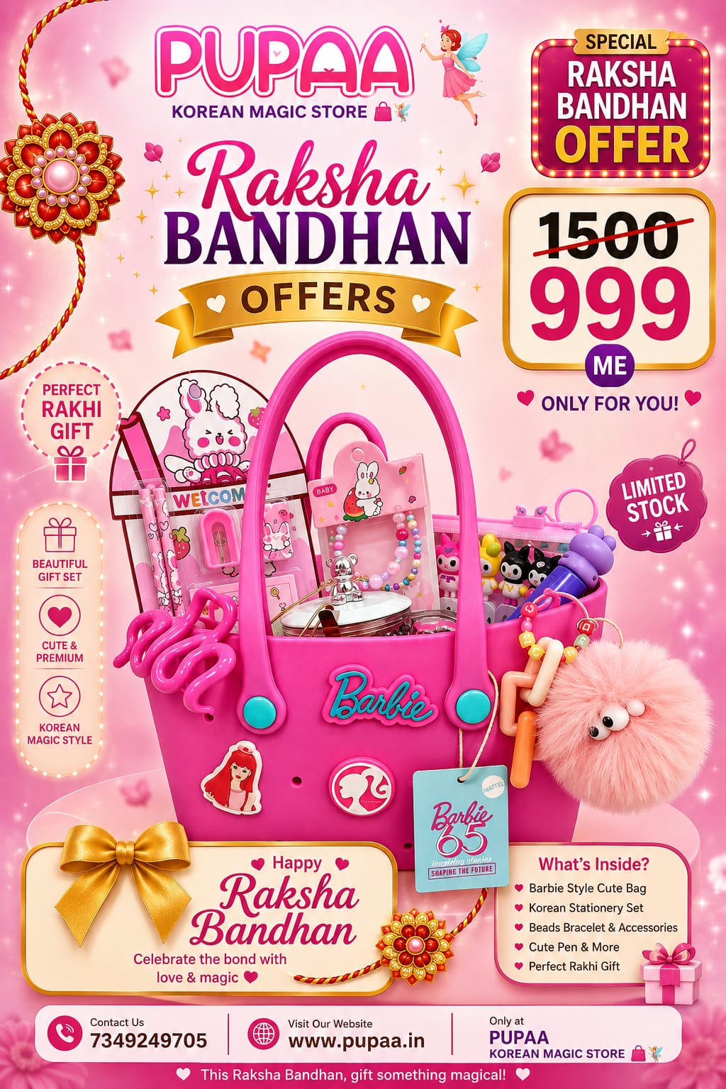 Raksha Bandhan Korean Magic Gift Set – Cute Bag, Stationery & Accessories