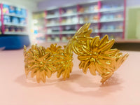 Rose Gold Leaf Design Open Cuff Bracelet