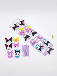 Kawaii Kuromi-Inspired Hair Clip Set (10 Pieces)