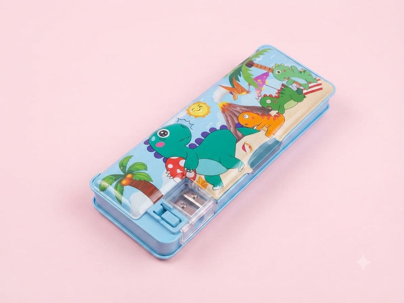 Kids Cartoon Dinosaur Multi-Function Metal Pencil Case
