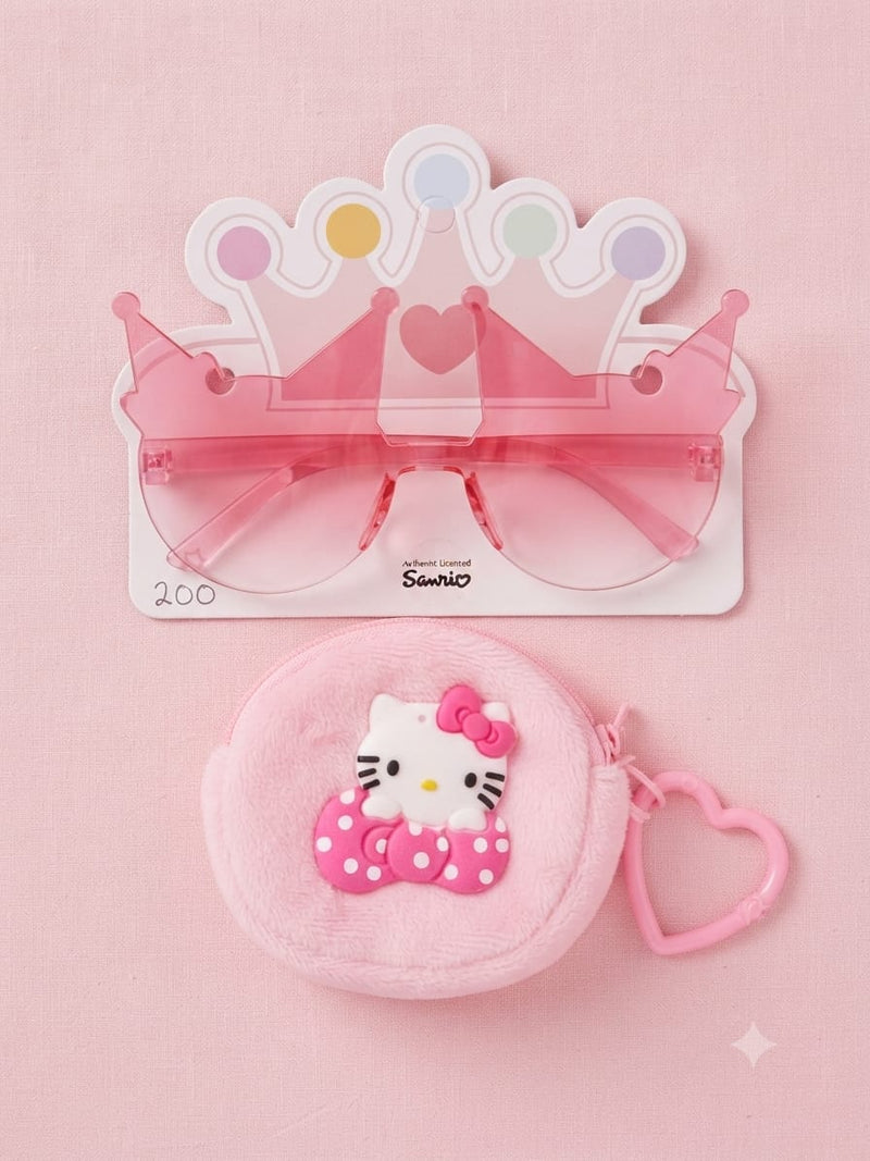 Hello Kitty Crown Sunglasses & Matching Pouch Gift Set | Cute Kids Accessories