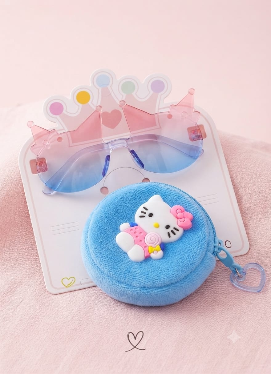 Hello Kitty Crown Sunglasses & Matching Pouch Gift Set | Cute Kids Accessories