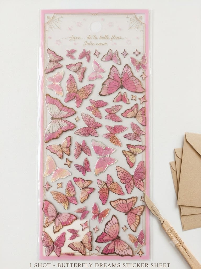 Butterfly Dreams Holographic Sticker Sheet - Aesthetic Journal & Craft Stickers