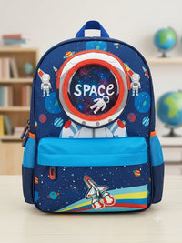 Outer Space Astronaut Kids School Backpack - Navy Blue