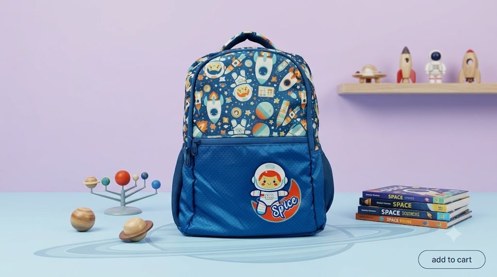 Galactic Space Explorer Kids School Backpack - Blue
