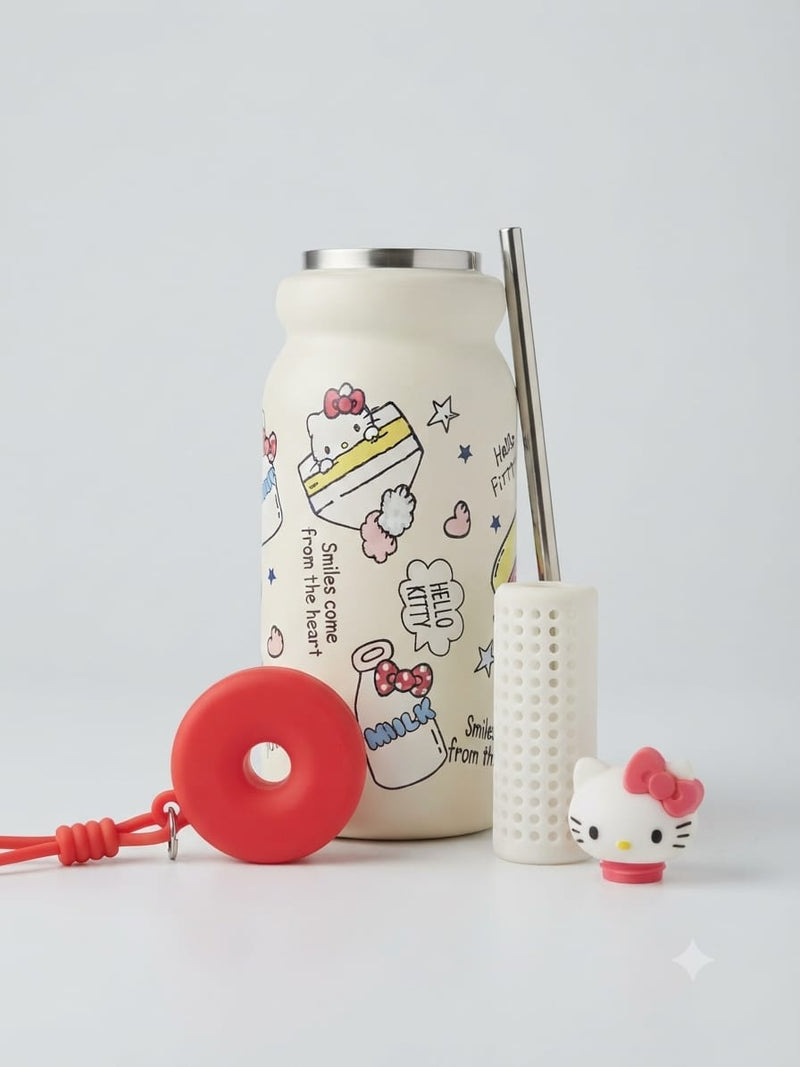 Kawaii Sanrio Character Insulated Tumbler Bottle with 3D Figurine Lid & Strap