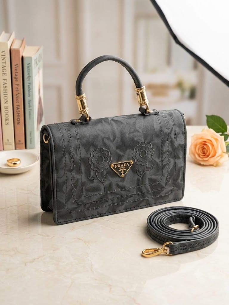 Blossom Floral Brocade Structured Top Handle Bag