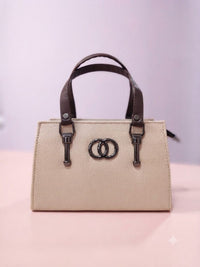 Elegance Luxe Structured Tote Bag - Cream & Brown
