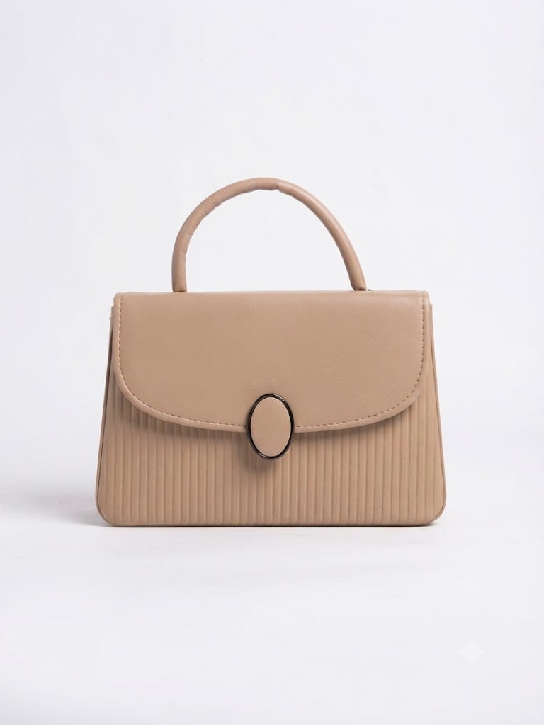 Elegance Luxe Pleated Top-Handle Bag - Classic Nude
