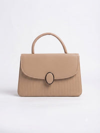 Elegance Luxe Pleated Top-Handle Bag - Classic Nude