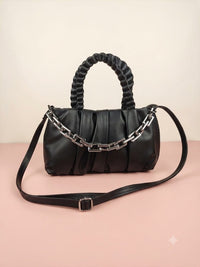 Chic Pleated Satchel with Chunky Chain Accent