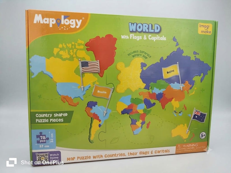 Mapology World Map Puzzle with Flags & Capitals | Interactive Geography Learning Toy