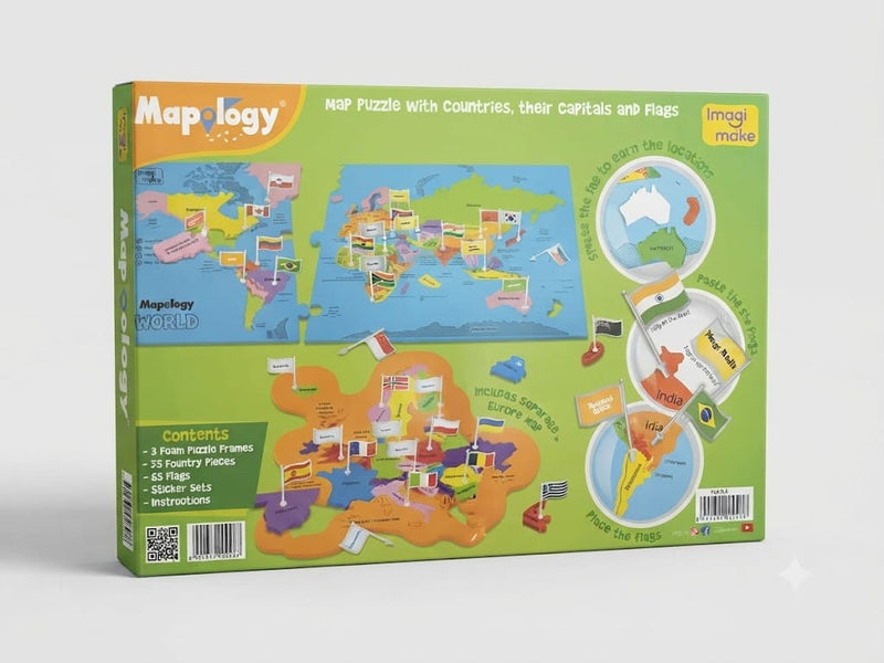 Mapology World Map Puzzle with Flags & Capitals | Interactive Geography Learning Toy